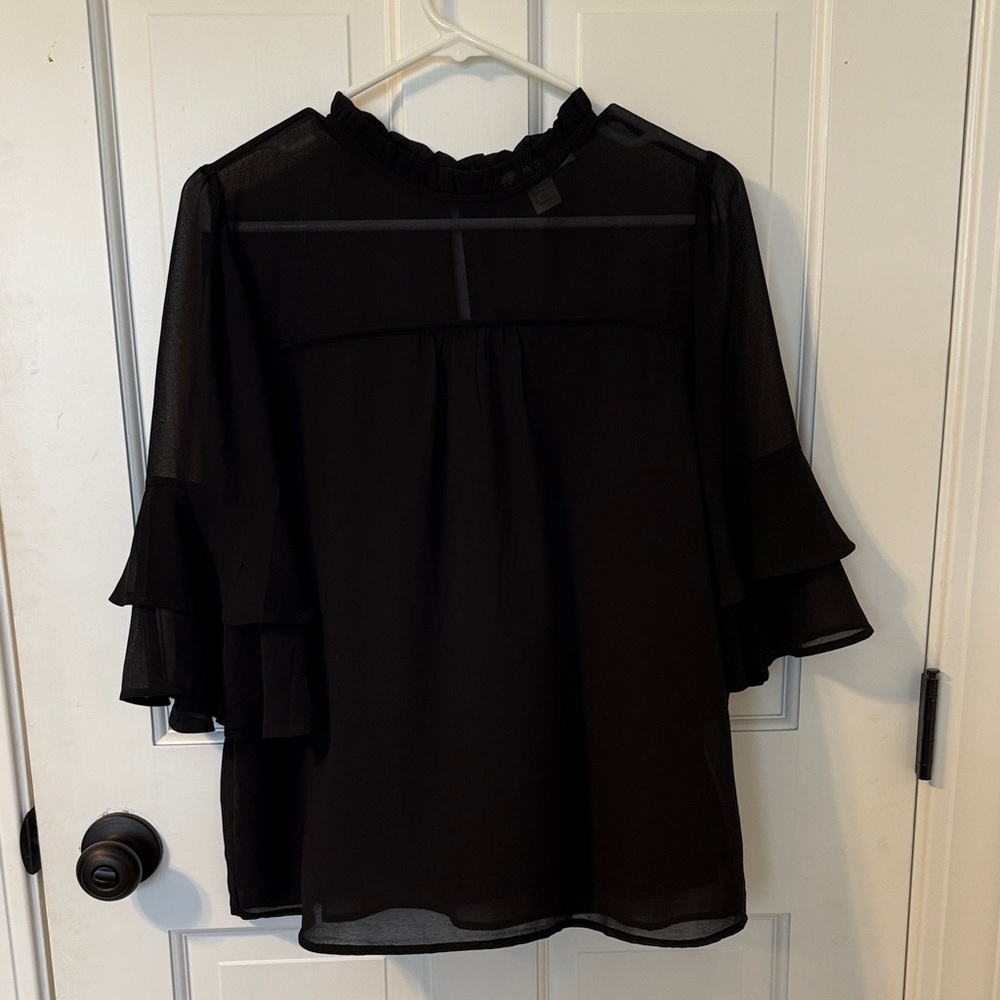 Monteau Elegant Black Ruffle Blouse